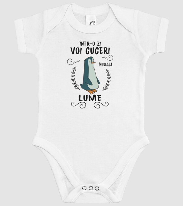Într-o zi voi cuceri întreaga lume model alb pe tricou
