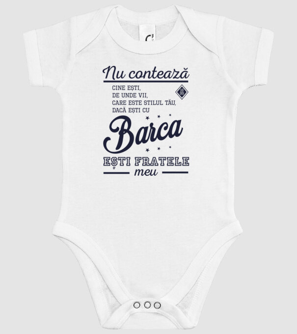 nu contează cine ești, de unde vii, care este stilul tău, dacă ești cu Barca, ești fratele meu model alb pe tricou