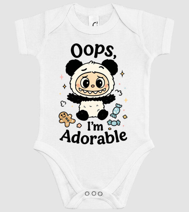 Oops, I'm adorable model alb pe tricou