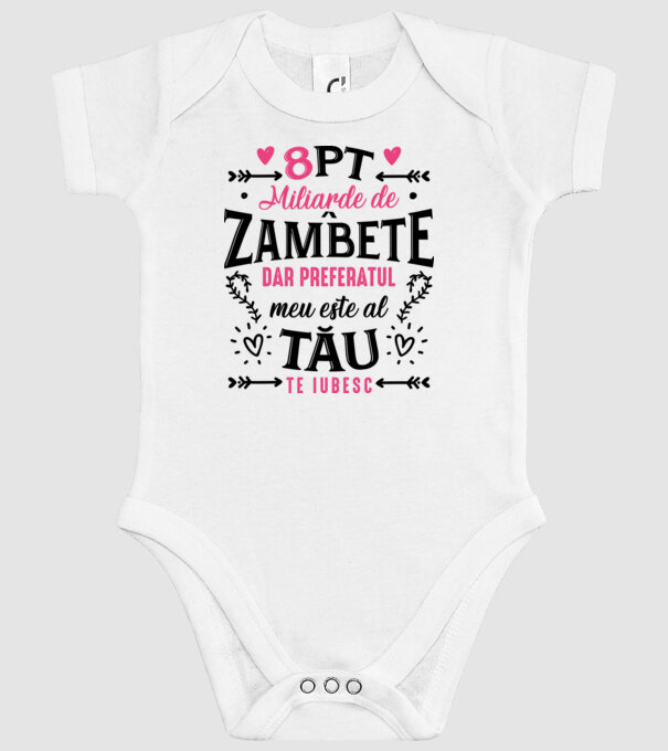 Opt miliarde de zâmbete model alb pe tricou