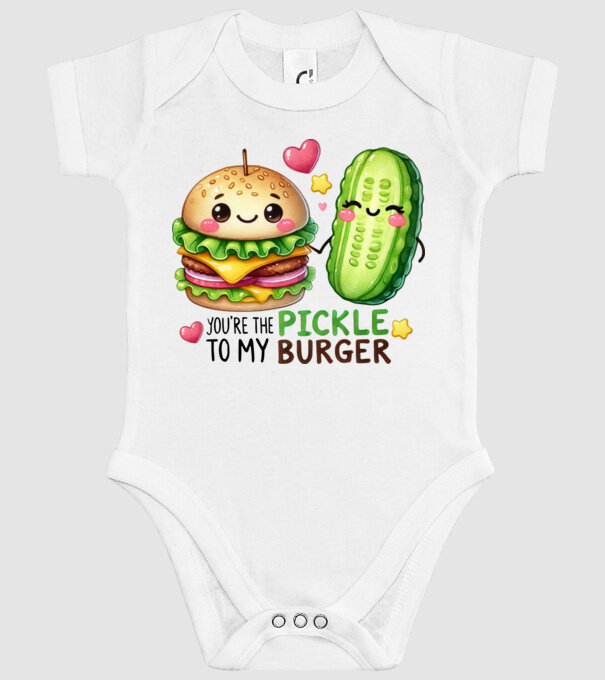 Pickle to my Burger model alb pe tricou