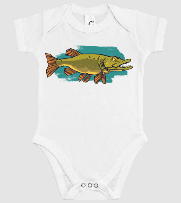 Pike model alb pe tricou