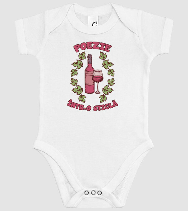 Poezie într-o sticlă model alb pe tricou