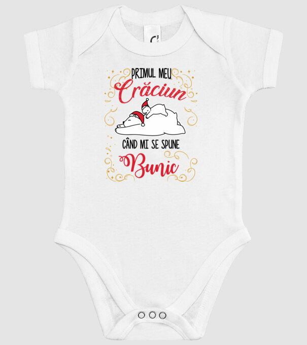 Primul meu Crăciun când mi se spune bunic! model alb pe tricou
