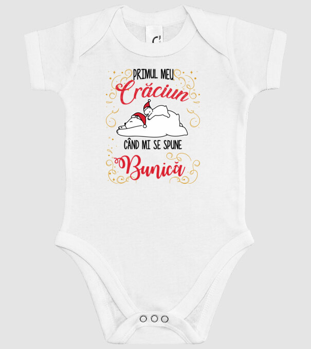 Primul meu Crăciun când mi se spune bunică! model alb pe tricou