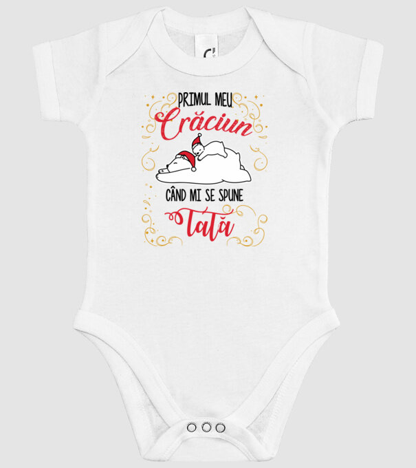 Primul meu Crăciun când mi se spune tată! model alb pe tricou