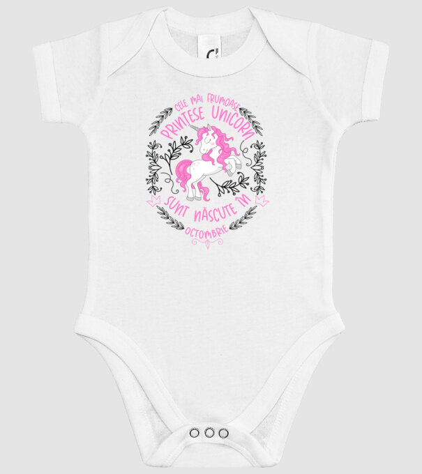 Cele mai frumoase prințese unicorn sunt născute în Octombrie model alb pe tricou