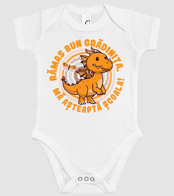 Rămas bun grădiniță, mă așteaptă școala! model alb pe tricou
