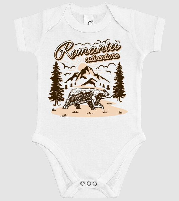 Romania bear adventure model alb pe tricou