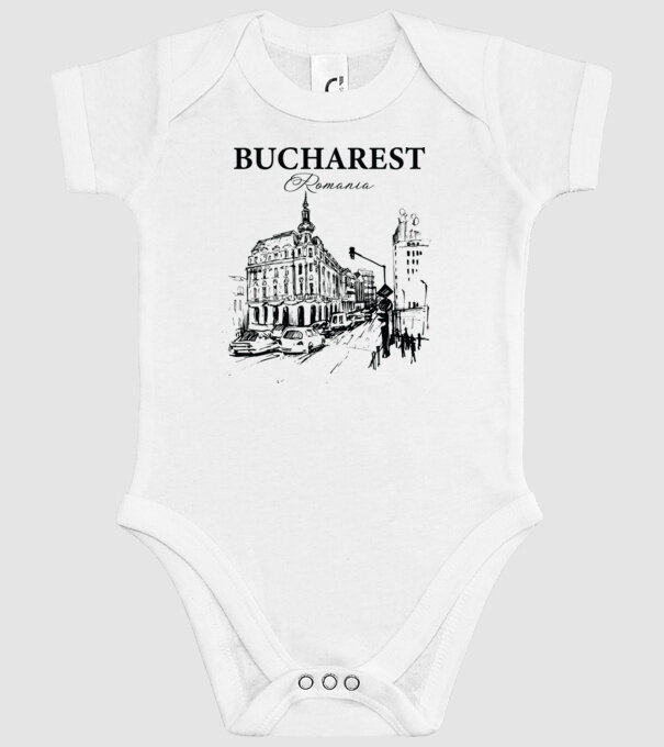 România Bucharest vintage model alb pe tricou