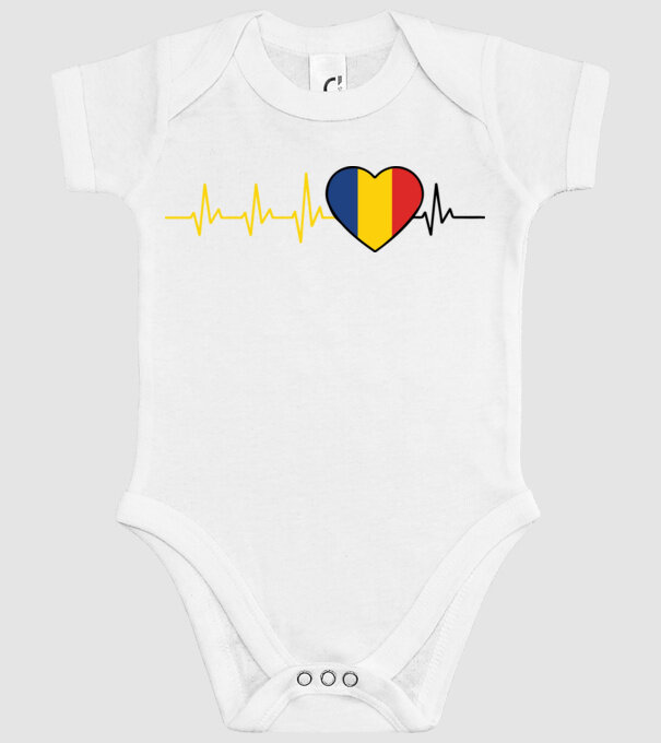 România heartbeat model alb pe tricou