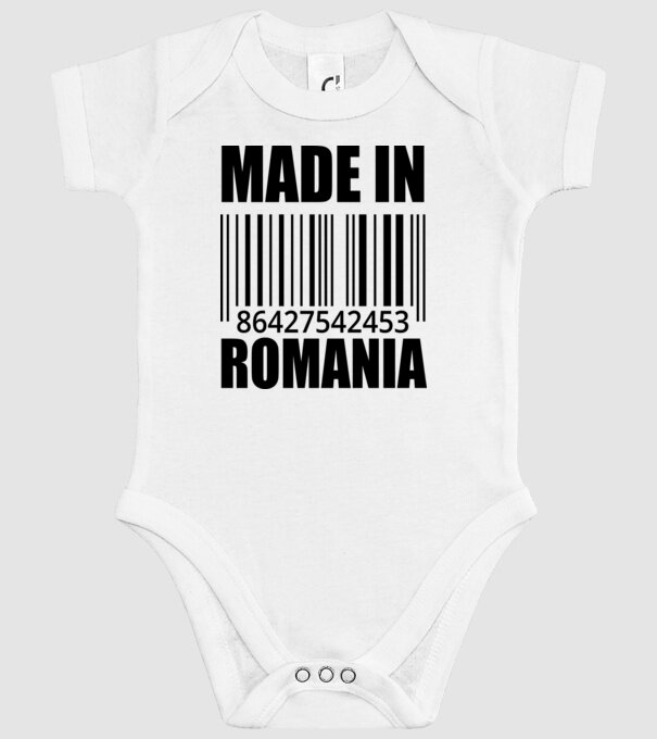 România made in model alb pe tricou