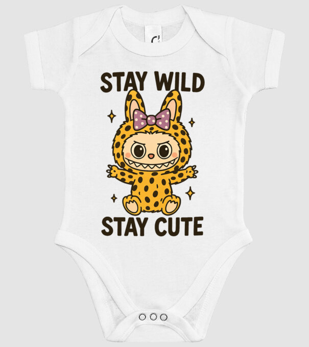 Stay wild - Labubu model alb pe tricou