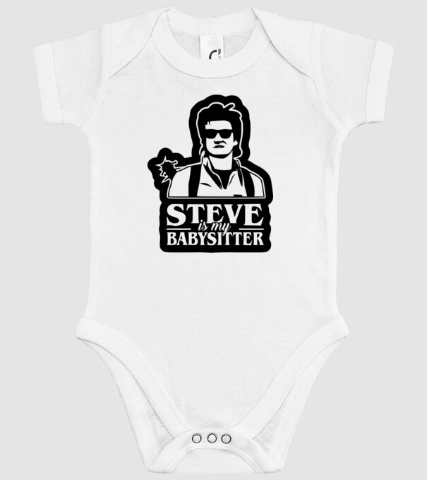steve is my babysitter model alb pe tricou