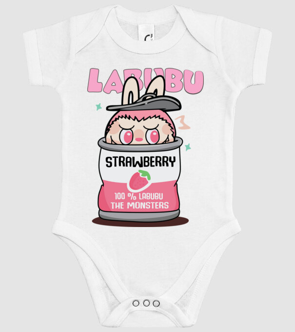 Strawberry Labubu model alb pe tricou