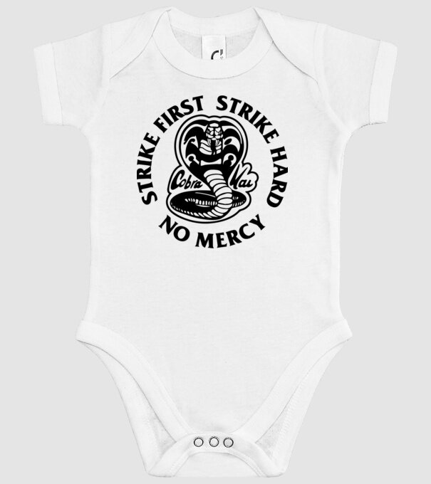 Strike first strike hard no mercy model alb pe tricou
