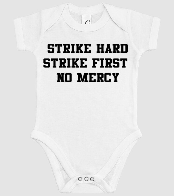 Strike hard strike first quote model alb pe tricou