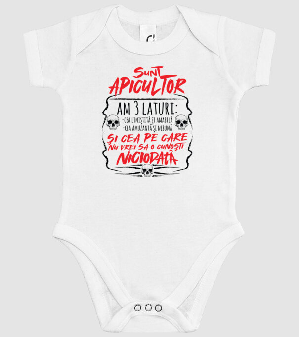 sunt apicultor am 3 laturi model alb pe tricou