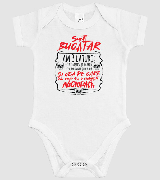 sunt bucătar am 3 laturi model alb pe tricou