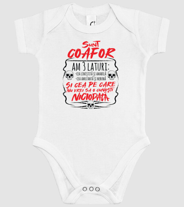sunt coafor am 3 laturi model alb pe tricou