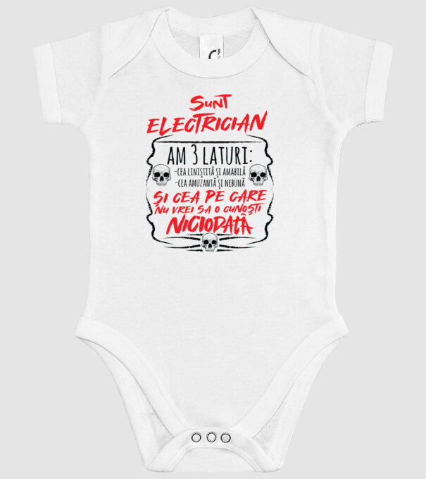 sunt electrician am 3 laturi model alb pe tricou