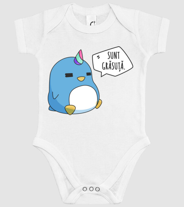 sunt grăsuță model alb pe tricou
