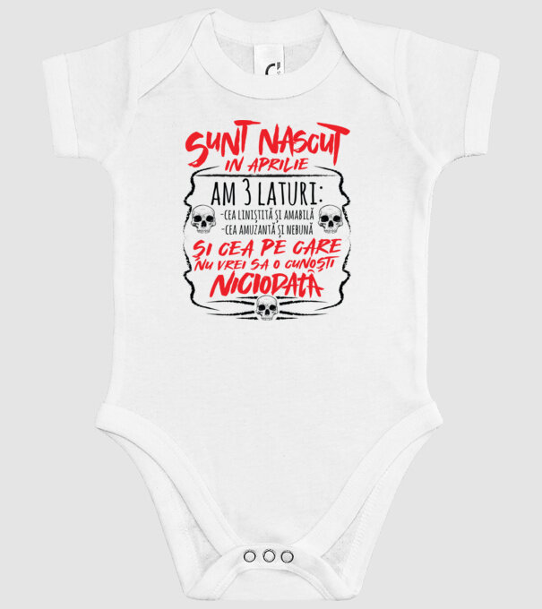Sunt născut în aprilie, am 3 laturi model alb pe tricou