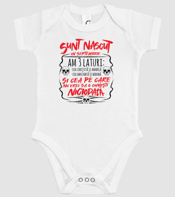 Sunt născut în septembrie, am 3 laturi model alb pe tricou