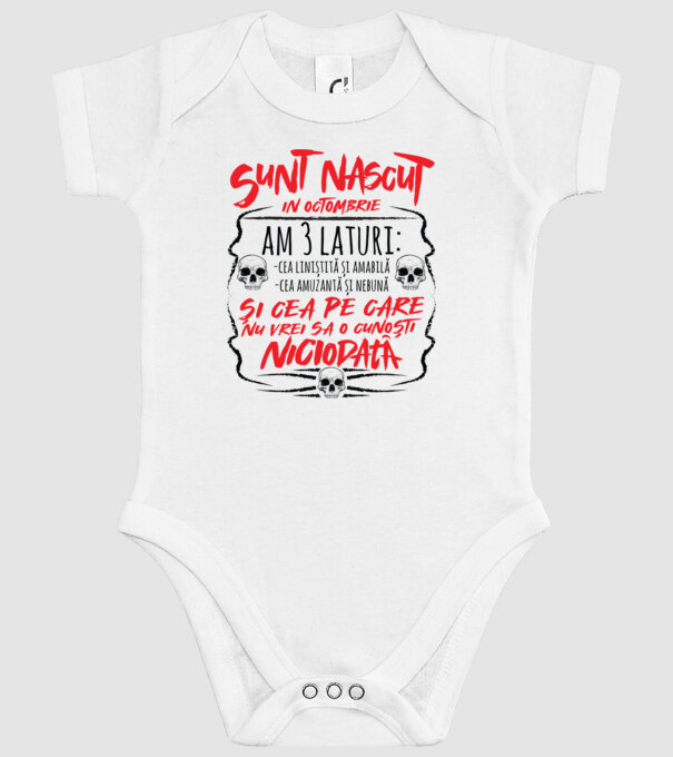 Sunt născut octombrie, am 3 laturi model alb pe tricou