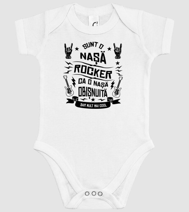 Sunt o nașă rocker, ca o nașă obișnuită, dar mult mai cool model alb pe tricou