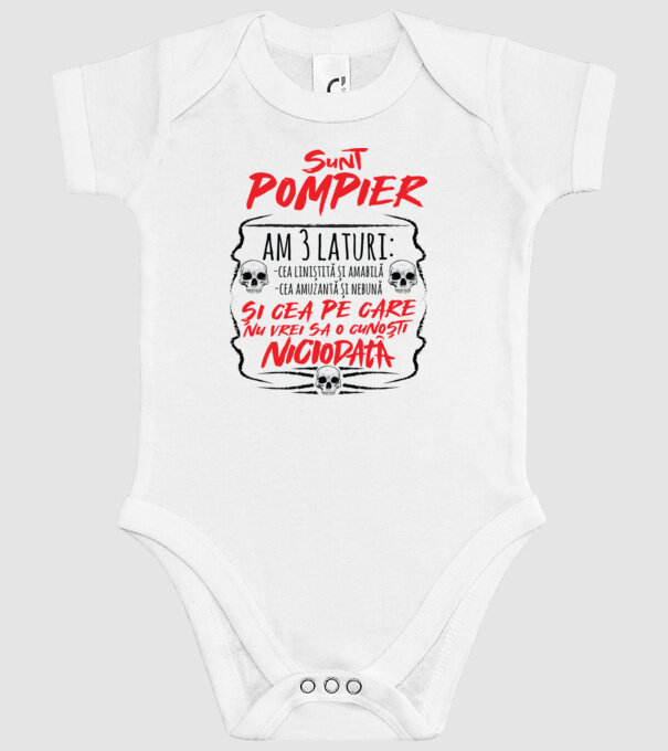 sunt pompier am 3 laturi model alb pe tricou