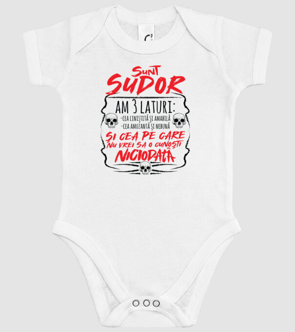 sunt sudor am 3 laturi model alb pe tricou