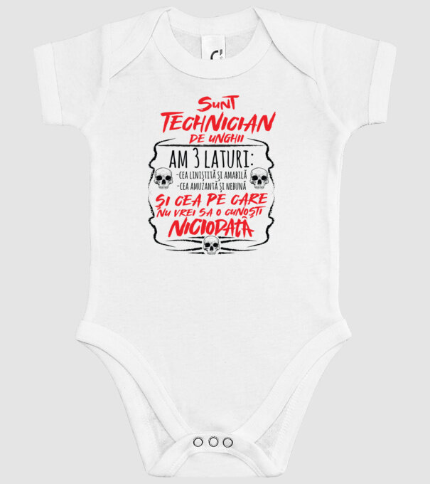 sunt tehnician de unghii am 3 laturi model alb pe tricou