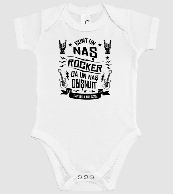 Sunt un naș rocker, ca un naș obișnuit, dar mult mai cool model alb pe tricou