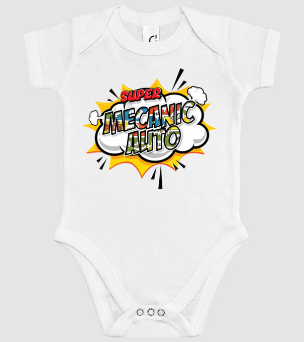 Super mecanic auto model alb pe tricou