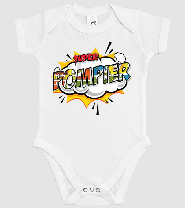 Super Pompier model alb pe tricou