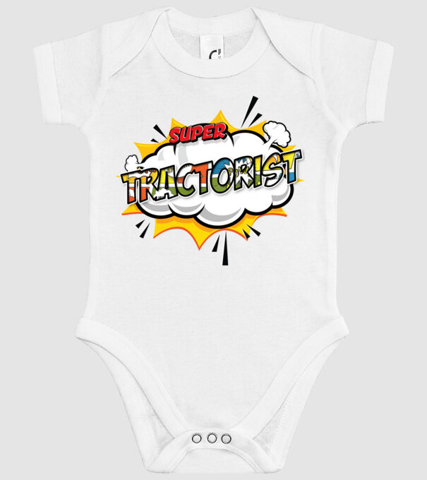 Super Tractorist model alb pe tricou
