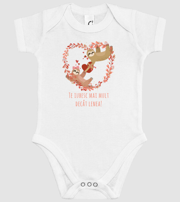 Te iubesc mai mult decât lenea model alb pe tricou