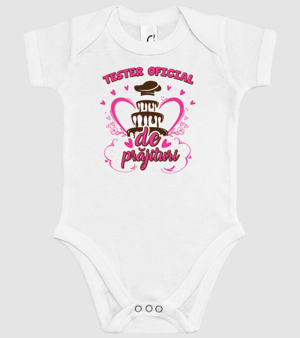 tester oficial de prăjituri model alb pe tricou