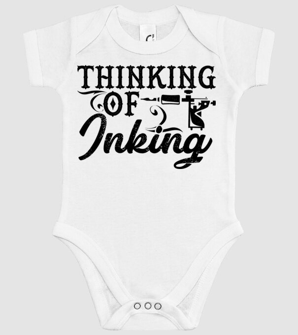 Thinking of inking model alb pe tricou