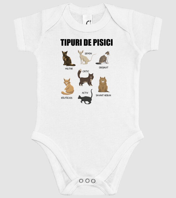 Tipuri de pisici model alb pe tricou