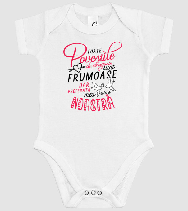 Toate poveștile de dragoste sunt frumoase, dar preferata mea este a noastră model alb pe tricou