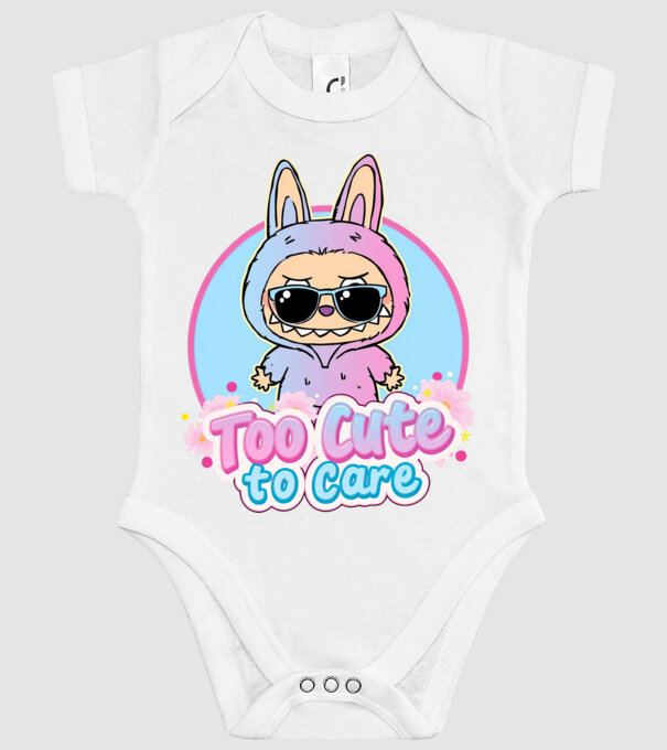Too cute to care model alb pe tricou