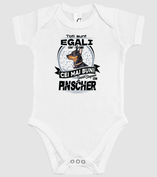 Toți sunt egali, dar numai cei mai buni devin stăpâni de pinscher model alb pe tricou