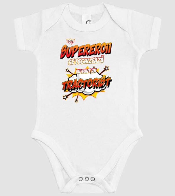 Toți supereroii se deghizează, eu sunt un tractorist model alb pe tricou