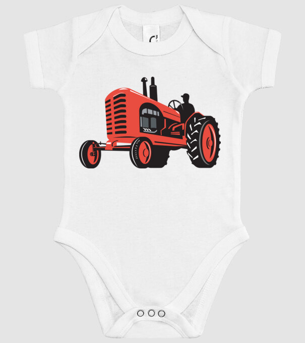 TRACTOR model alb pe tricou