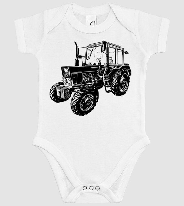 TRACTOR model alb pe tricou