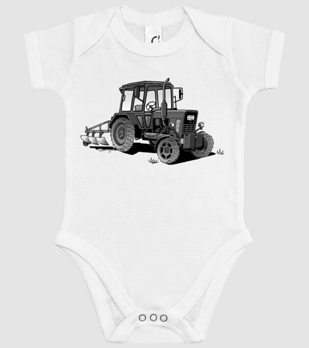 TRACTOR model alb pe tricou