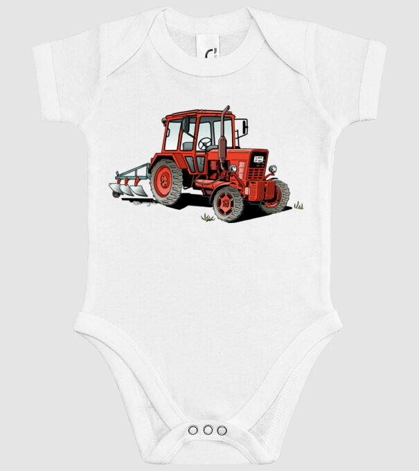 TRACTOR model alb pe tricou