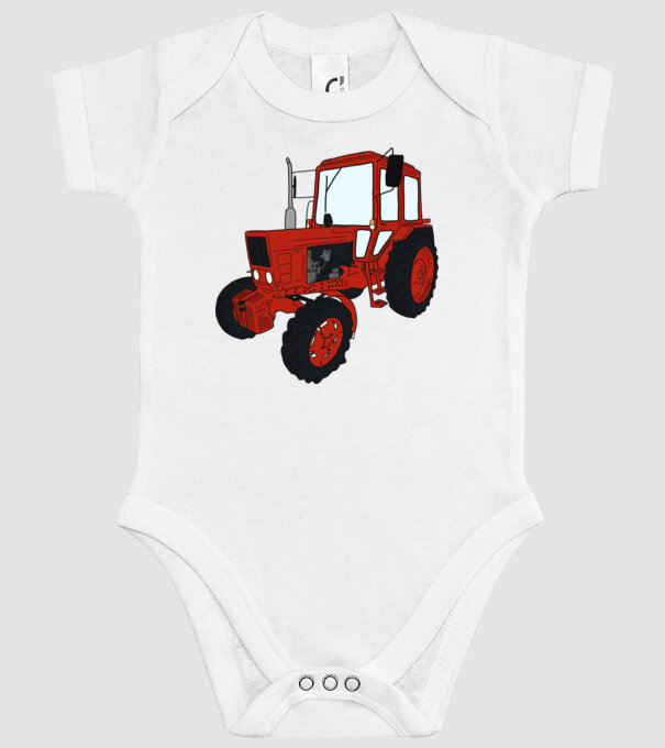 TRACTOR model alb pe tricou